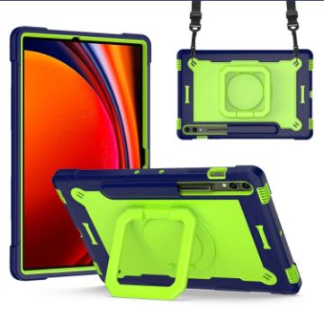 Samsung Galaxy Tab S9 FE+/S9+ Robot Silicone Hybrid Case - Navy/Yellow/Green - 1