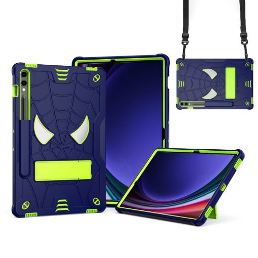 Samsung Galaxy Tab S9 FE+/S9+ Spider Silicone Hybrid Case - Navy/Yellow/Green - 1
