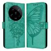 Xiaomi 14 Ultra 5G Green Embossed Butterfly Leather Phone Case - 1