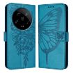 Xiaomi 14 Ultra 5G Blue Embossed Butterfly Leather Phone Case Global - 1
