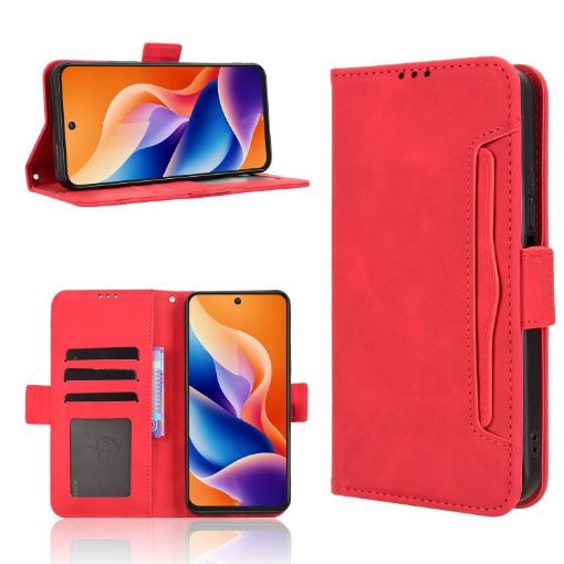 TCL 605/60 SE Red Leather Phone Case with Card Slots - Calf Texture - 1
