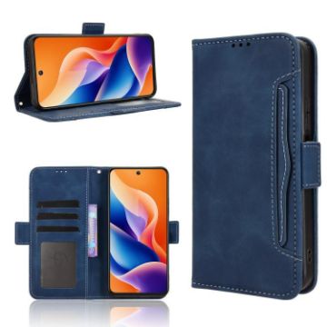 TCL 605/60 SE Blue Leather Phone Case with Card Slots - Calf Texture - 1