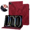 iPad Pro 13 2024 Red Butterfly Embossed Leather Tablet Case - 1