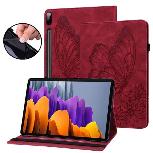 Samsung Galaxy Tab S9 FE+/S9+/S8+ Red Butterfly Leather Case - 1