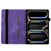 iPad Pro 13 2024 Purple Butterfly Cat Embossed Leather Tablet Case - 4