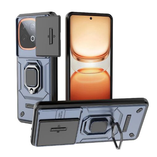 vivo iQOO Z10 Turbo 5G Shockproof Phone Case with Holder - Blue - 1