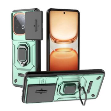 Vivo iQOO Z10 Turbo 5G Green Shockproof Case with Holder - Camshield TPU+PC - 1