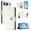 OnePlus Nord 4 5G White Rhombic Texture Flip Leather Case with Lanyard - 1