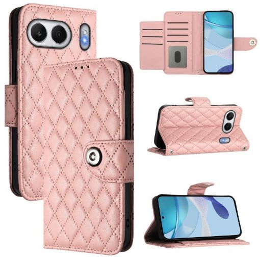 OnePlus Nord 4 5G Coral Pink Rhombic Texture Flip Leather Case - 1