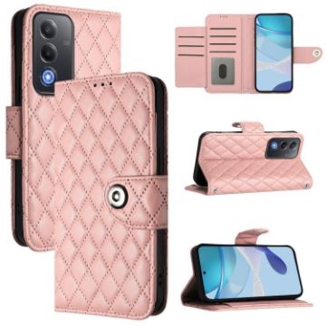 OPPO A5/A3 Pro 5G Rhombic Texture Flip Leather Case with Lanyard Pink - 1