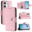 OPPO A5x 4G/5G Global Pink Rhombic Texture Flip Leather Case with Lanyard - 1
