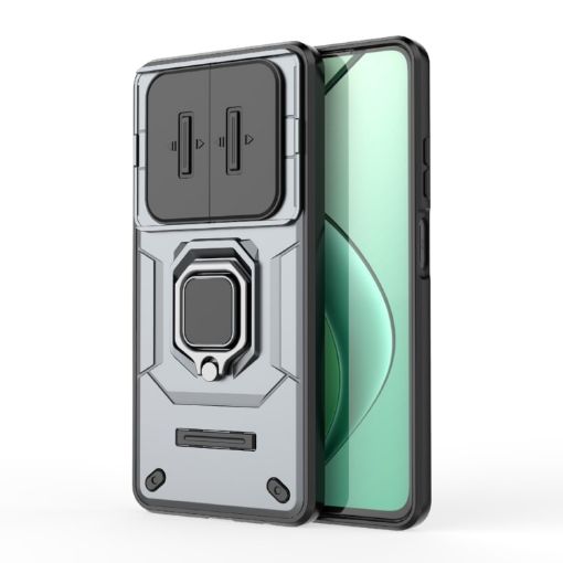 Realme 12 5G Shockproof Phone Case with Holder - Grey Camshield TPU + PC - 1