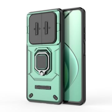 Realme 12 5G Green Shockproof Phone Case with Holder - Camshield TPU+PC - 1
