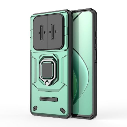 Realme 12 5G Green Shockproof Phone Case with Holder - Camshield TPU+PC - 1