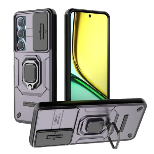 Realme C65 4G Global Purple Shockproof Phone Case with Holder - 1