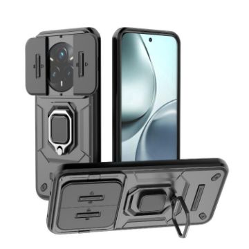 Realme 14 Pro+ 5G Shockproof Camshield Case with Holder - Black - 1