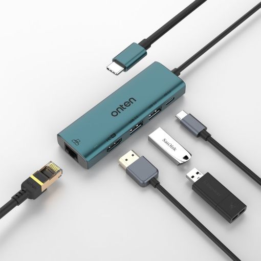 Onten UC125 5-in-1 USB-C Hub: HDMI, USB3.0, PD3.0, 100Mbps Network Card - 1