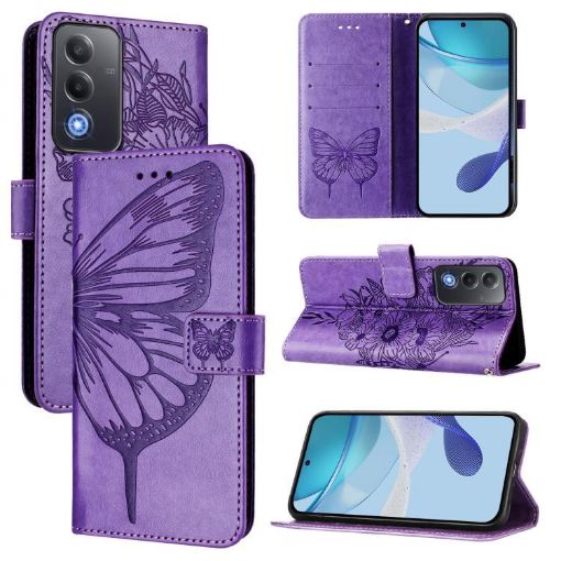 OPPO A5/A3 Pro 5G Embossed Butterfly Leather Case - Light Purple - 1