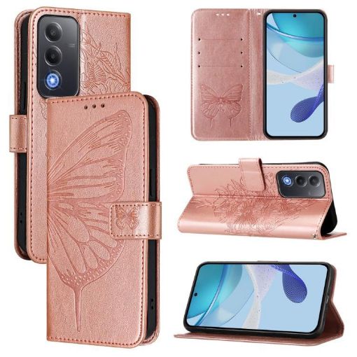 OPPO A5/A3 Pro 5G Embossed Butterfly Leather Case - Rose Gold - 1