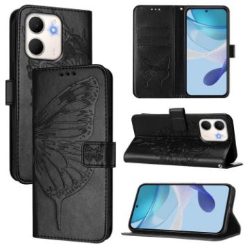 OPPO A5x 4G/5G Global Butterfly Embossed Leather Phone Case Black - 1