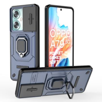 OPPO A79 5G Shockproof Phone Case with Holder - Blue Camshield TPU + PC - 1