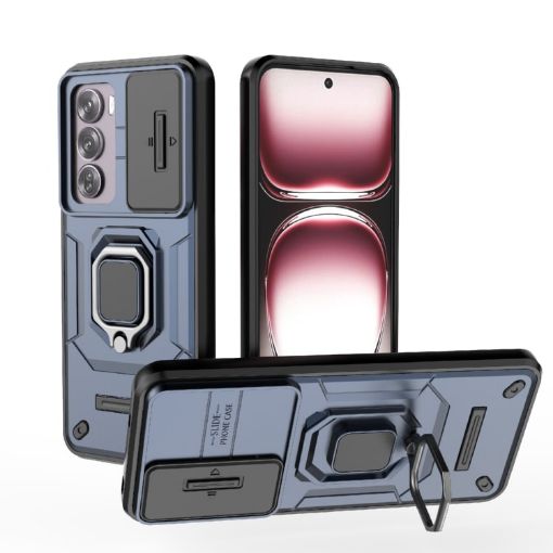 OPPO Reno12 Pro Blue Shockproof Case with Holder - Camshield TPU + PC - 1