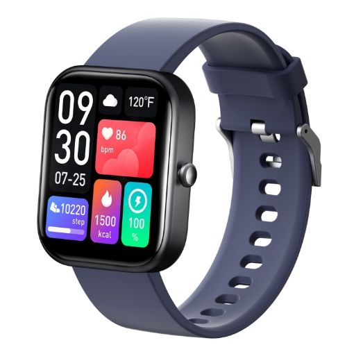 GTS5 2.0" Fitness Smart Watch - BT Call, Heart Rate, BP, MET, Glucose (Blue) - 1