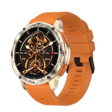 LEMFO AK59 Smart Watch Gold - 1.43" AMOLED Round Screen Silicone Strap - 1