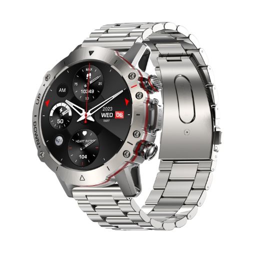 LEMFO ELF3 1.39" TFT Round Screen Smart Watch with Steel Strap, Silver - 1