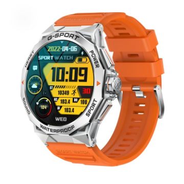 LEMFO K62 Smart Watch 1.43" AMOLED, Bluetooth Calls, Silver Orange - 1