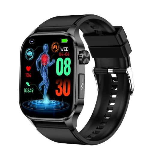 ET580 Sports Smart Watch, 2.04" AMOLED, Bluetooth Call, ECG, Black Band - 1