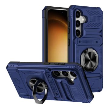 Samsung Galaxy A15 5G Shockproof Card Case with Ring Holder - Blue - 1