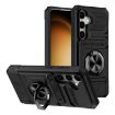 Samsung Galaxy S24 5G Shockproof Card Case with Ring Holder - Black - 1