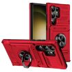 Samsung Galaxy S24 Ultra 5G Shockproof Card Case with Ring Holder - Red - 1