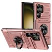 Samsung Galaxy S24 Ultra 5G Shockproof Card Case with Ring Holder, Rose Gold - 1
