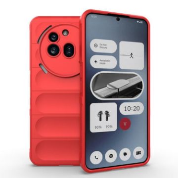 Nothing Phone 3a Pro Magic Shield Red TPU + Flannel Case - 1