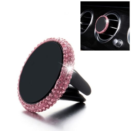 Pink Car Diamond Magnetic Air Outlet Phone Holder - Mobile Mount Accessory - 1