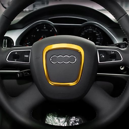 Audi Steering Wheel Decorative Ring Cover Trim Sticker - Gold - 1