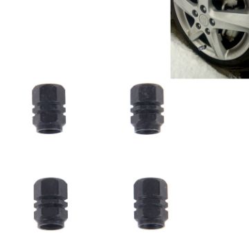 4PCS Black Metal Plated Hexagon Tire Valve Stem Caps Universal Fit - 1