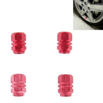 4PCS Red Metal Plated Hexagon Tire Valve Stem Caps Universal Fit - 1