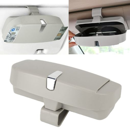 Multi-functional Grey Car Glasses Case with Card Slot - Flat Style - 1