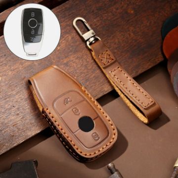Mercedes-Benz E300L Key Cover - Brown Cowhide Leather Case - 1