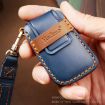 Volkswagen Lavida B Style Blue Cowhide Leather Key Cover Case - 5