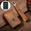 Volvo Car Key Cover - Brown Cowhide Leather Protective Case - 1