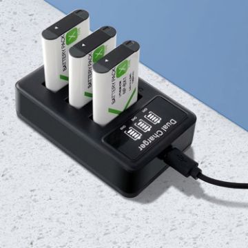 Sony NP-BX1 LCD Display USB Triple Charger with Cable - Black - 1