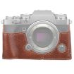 FUJIFILM X-T4 Brown PU Leather Camera Half Case 1/4" Thread Litchi Texture - 1