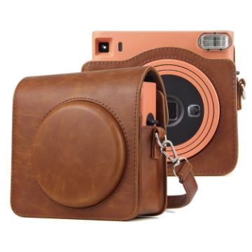 FUJIFILM instax Square SQ1 Brown PU Leather Camera Bag with Strap - 1