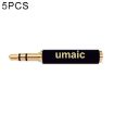 5 PCS 3.5mm Audio Adapter 4 Pole Female to 3 Pole Male Mic (Black) - 1
