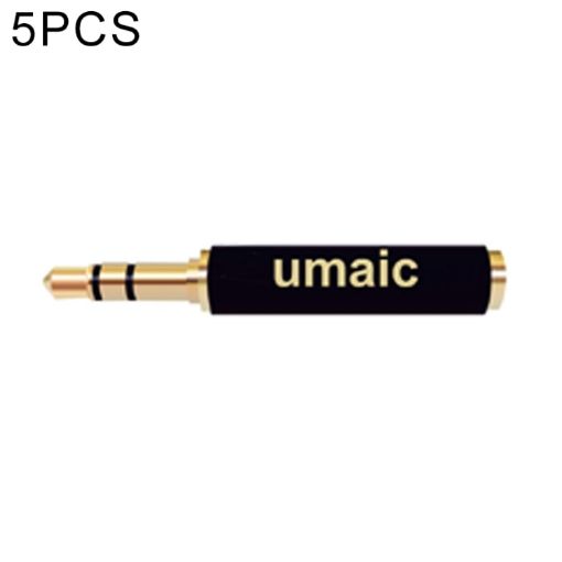 5 PCS 3.5mm Audio Adapter 4 Pole Female to 3 Pole Male Mic (Black) - 1