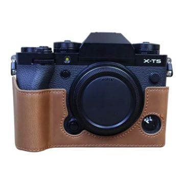 FUJIFILM X-T5 PU Leather Camera Half Case Base, 1/4" Thread, Coffee - 1